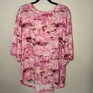 SOFT SURROUNDINGS Abilene Printed Casual Tunic Top Magenta Size M Magenta Multi